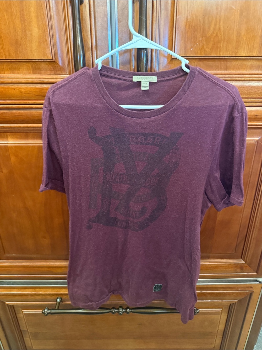 Burberry Men's Short-Sleeve Tee in Deep Wine